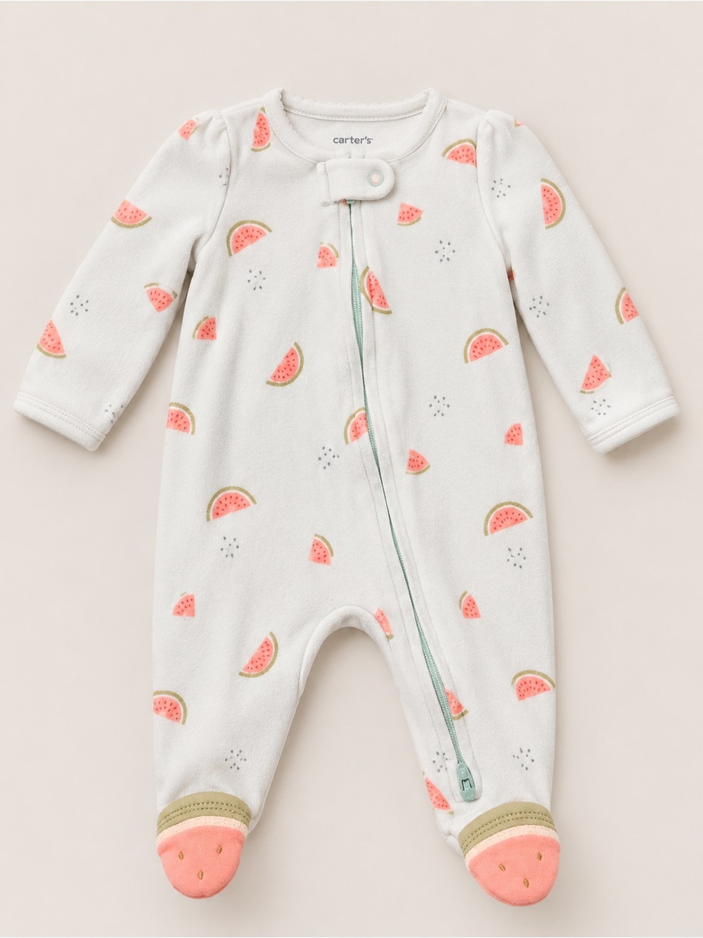Carter’s - Double Zipper Sleeper W/ Watermelon Print (Cotton) - 3M